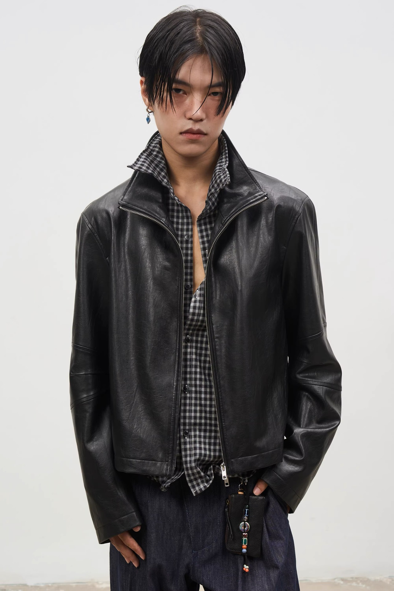 SOUTHFISH Vintage PU Leather Lazy Collar Jacket