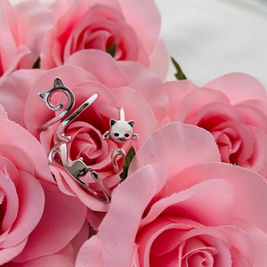 キャットにゃんフェイスシルバーフリーリング