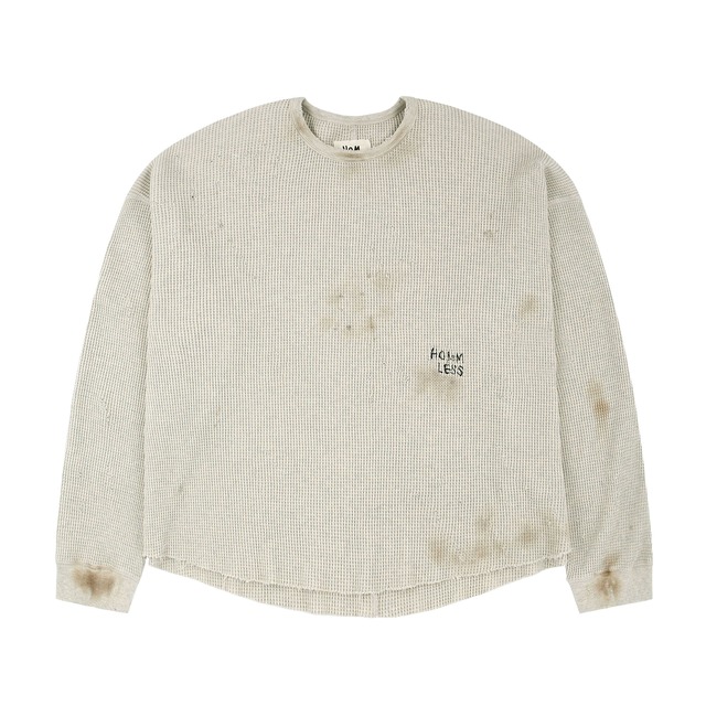 [HOMMLESS] HEAVY WAFFLE L/S DAMAGED - ECRU 正規品 韓国ブランド 韓国通販 韓国代行 韓国ファッション ホームレス ホームリス 日本 店舗