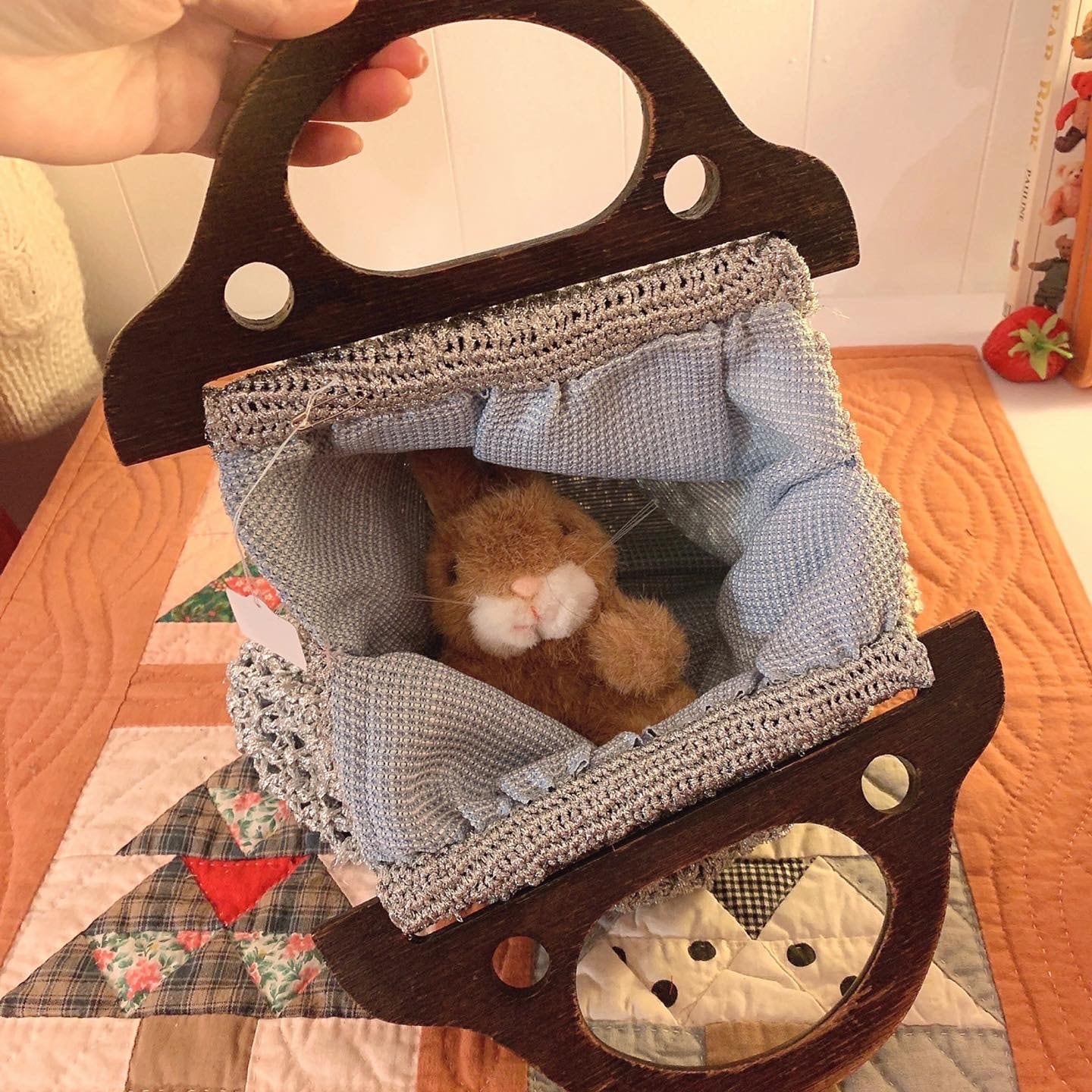 silver lame knit hand bag