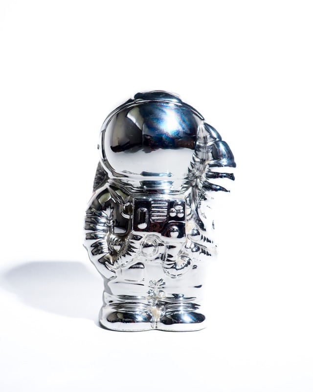 90s Silver Astronaut Piggy Bank