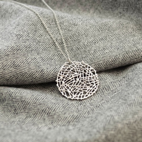 Mesh plate necklace(silver)(gold)L
