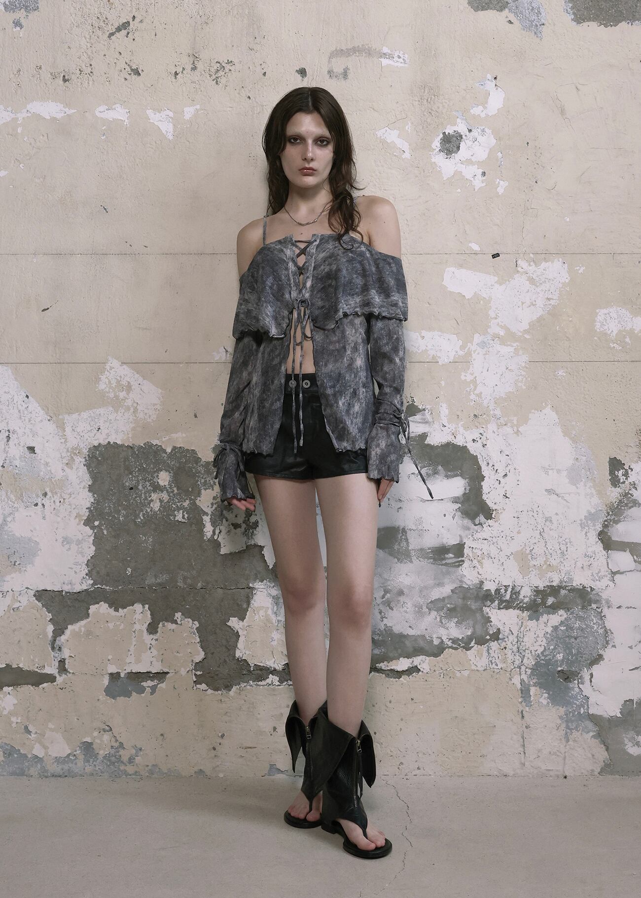 トップス BOHEMIAN SEOUL RUFFLE BLOUSE MARBLE BOHEMIAN SEOUL] VINTAGE RUFFLE BLOUSE, MARBLE 正規品 韓国ブランド