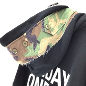 Remake Hoodie Black×military【 hoodie10】