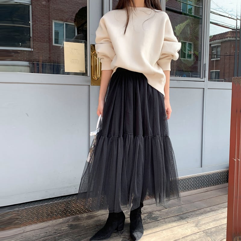 High waist tulle skirt《2color》