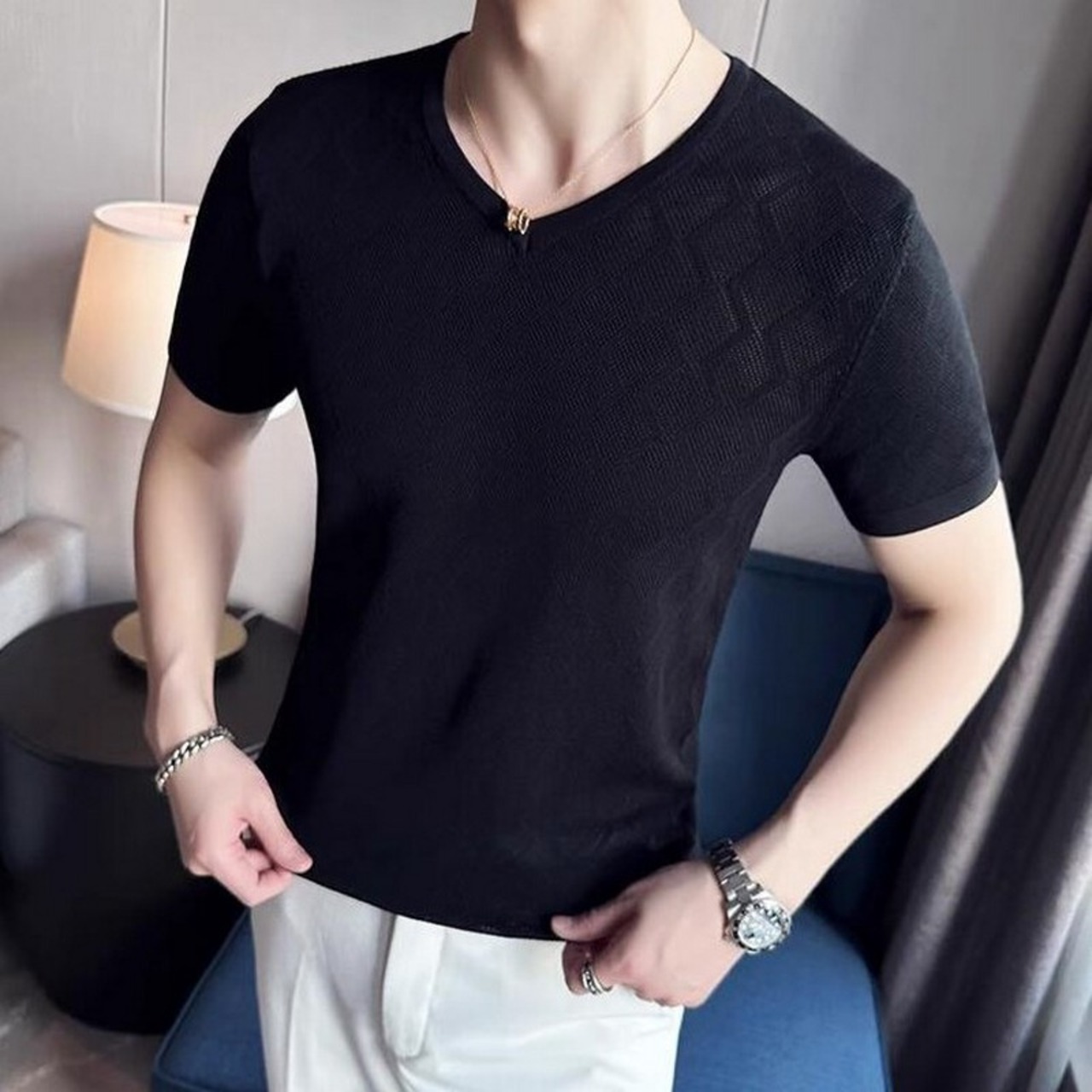 v neck business slim stretch tops 00128