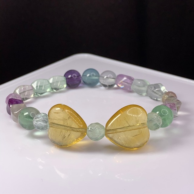 フローライトハート♡デザインブレスレット