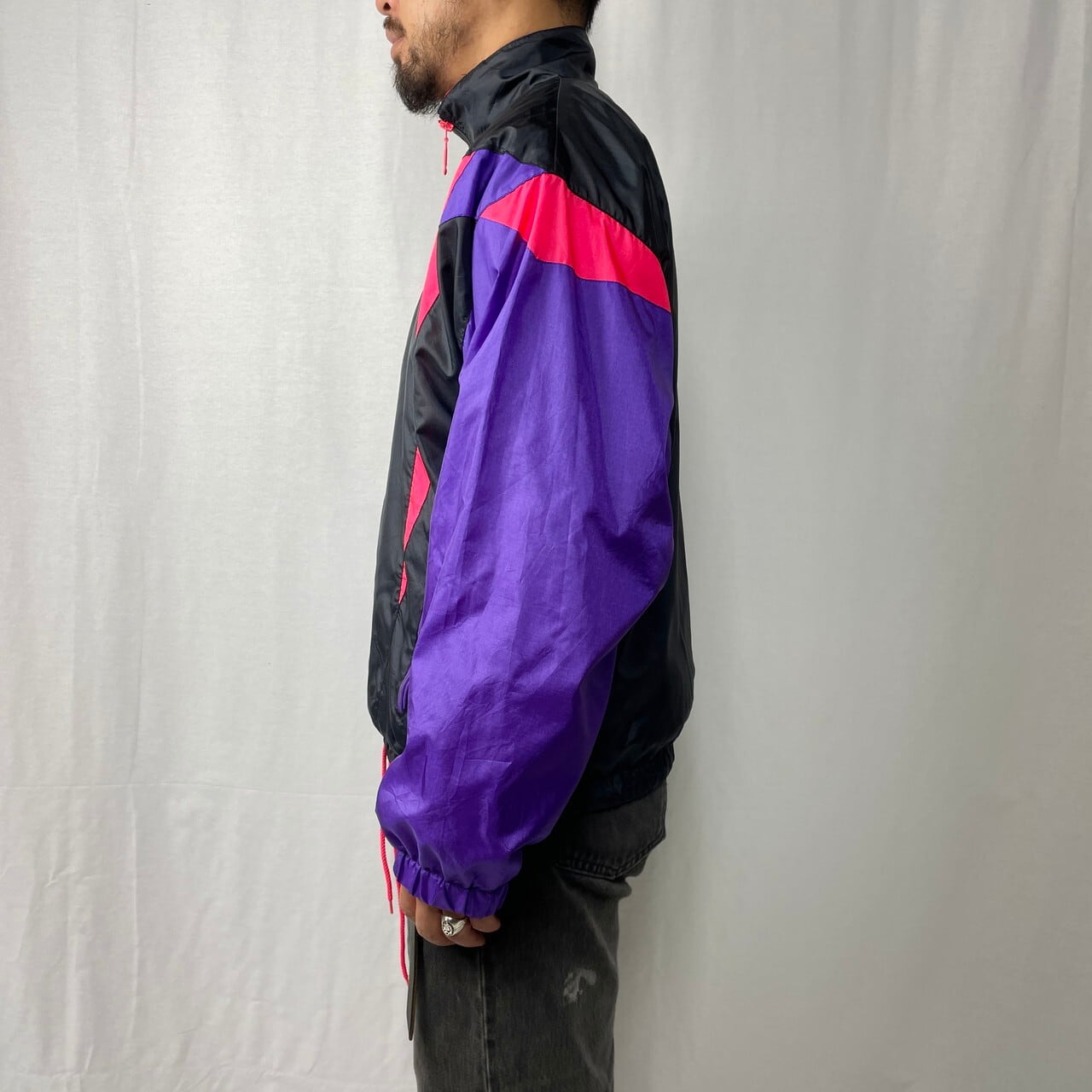 90年代 NIKE ナイキ 銀タグ 切替デザイン ナイロン トラックジャケット 