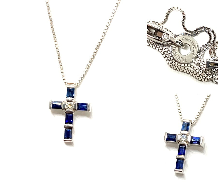 DAMIANI ダミアーニ ルミエール クロス ネックレス K18 WG サファイア
