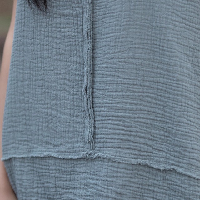 Aライン ノースリーブ Vネックトップス 3color  00235