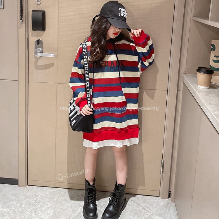 110 170 ワンピース ボーダー 長袖 カジュアル お出かけ キュート 子供服 女の子 Q Toworld キュートワールド 子供服
