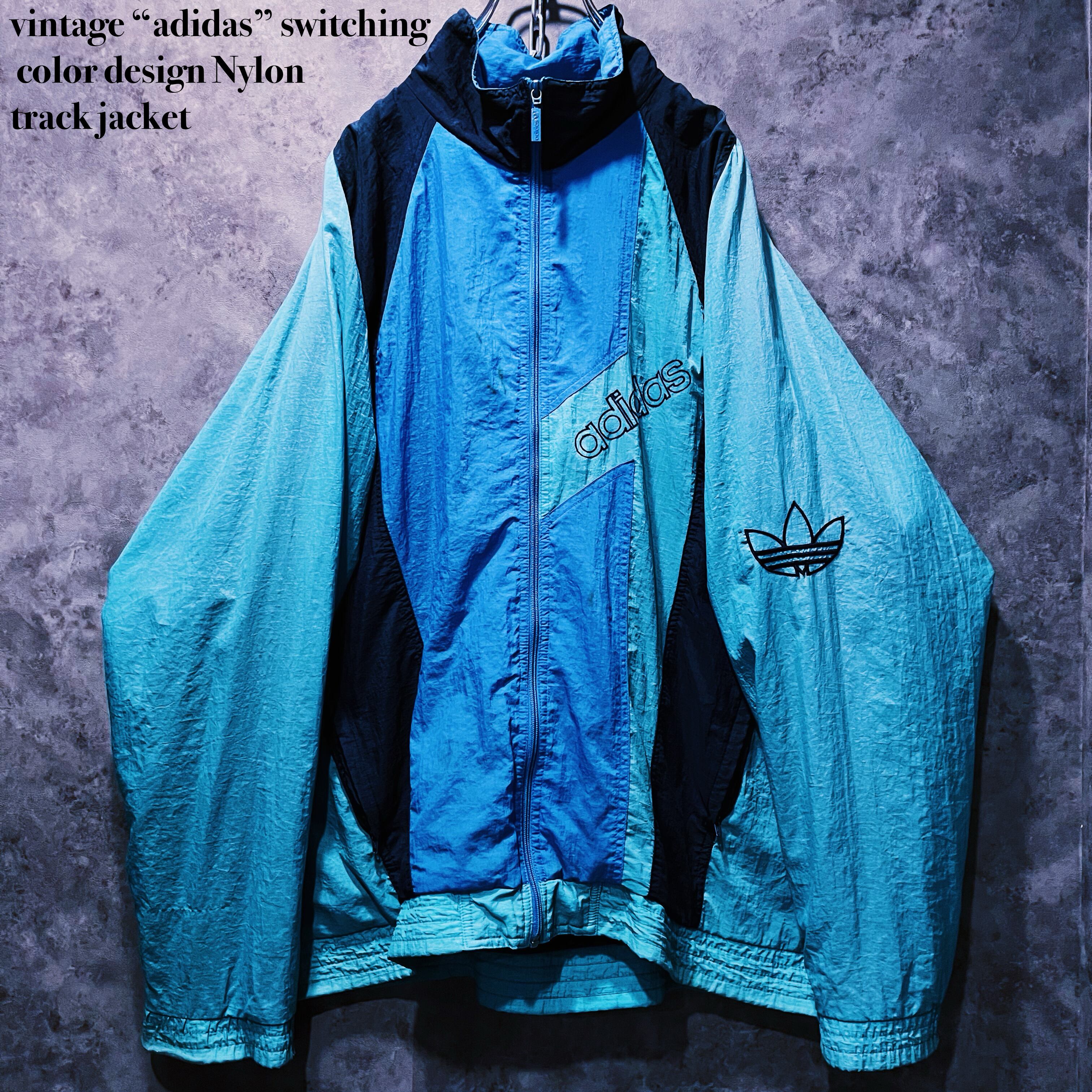 【doppio】vintage “adidas” switching color design Nylon track jacket