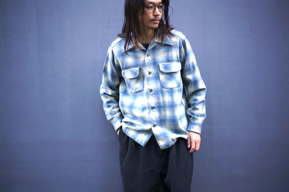 Pendleton [PENDLETON] Vintage Ombre Check Open Collar Wool Shirt