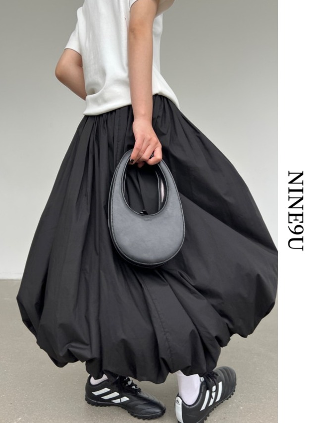 balloon volume flare long-skirt 2color【NINE9837】