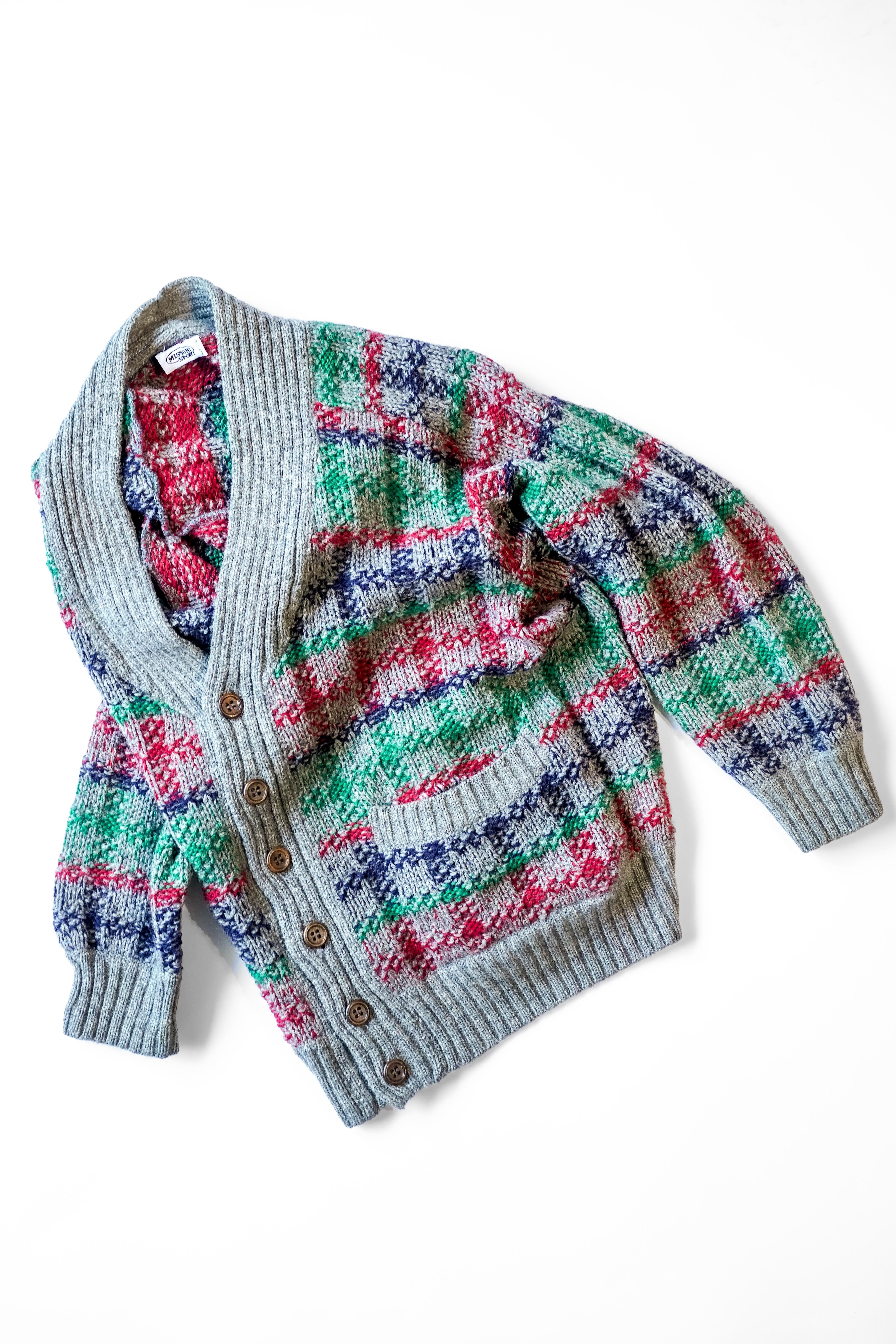 Late 80's–Early 90's “MISSONI SPORT” 100% Wool Heavy Knit Cardigan