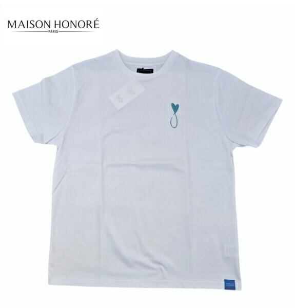 メゾンオノレ パリ Tシャツ 半袖 クルーネック Tシャツ メンズ Maison Honore Paris Tiphanie White x Blue