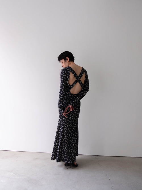 ERiKOKATORi/ EK13-2-3 flower wool backless dress flower