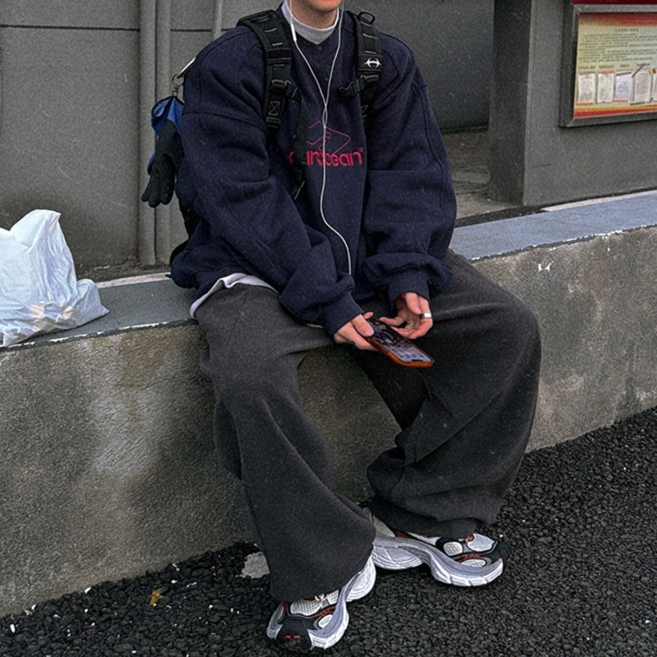 ビッグシルエット立体プリーツパンツ　1049