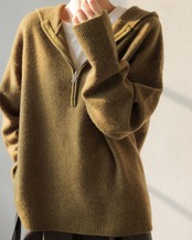 Long sleeve hooded pullover Sweater　T20126