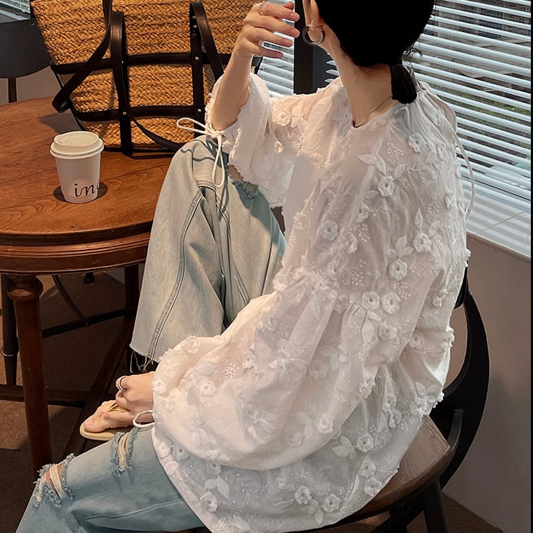 flower lace blouse 12198 | abeille