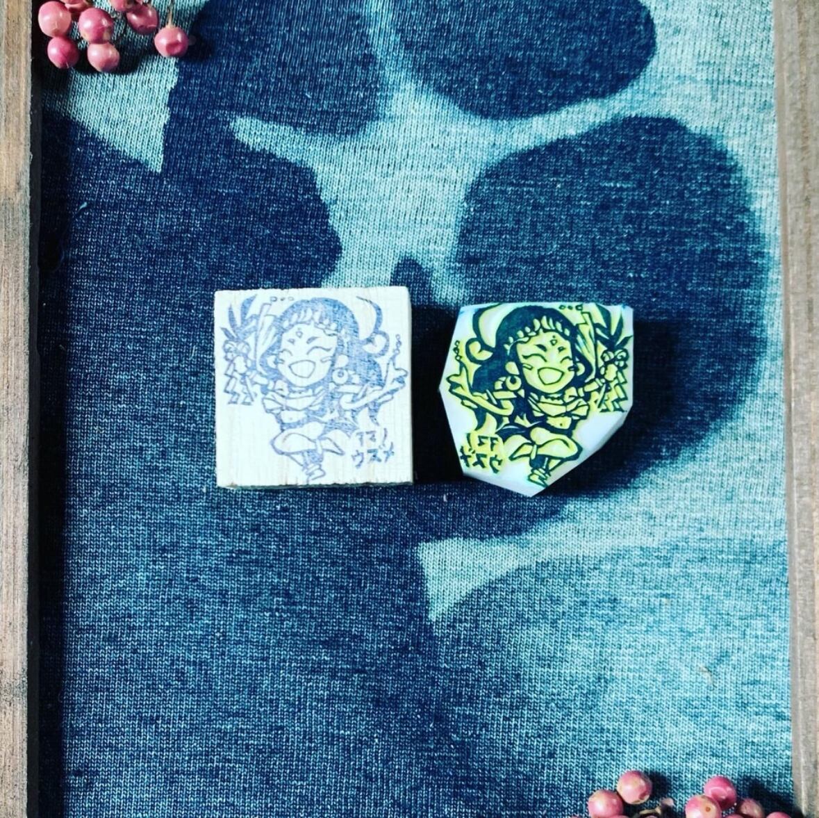 はんこ ハンコ かわいい イラスト キャラクター 神さま　神様 消しゴムはんこ スタンプ 御朱印 デフォルメキャラ アマノウズメ 天宇受売命