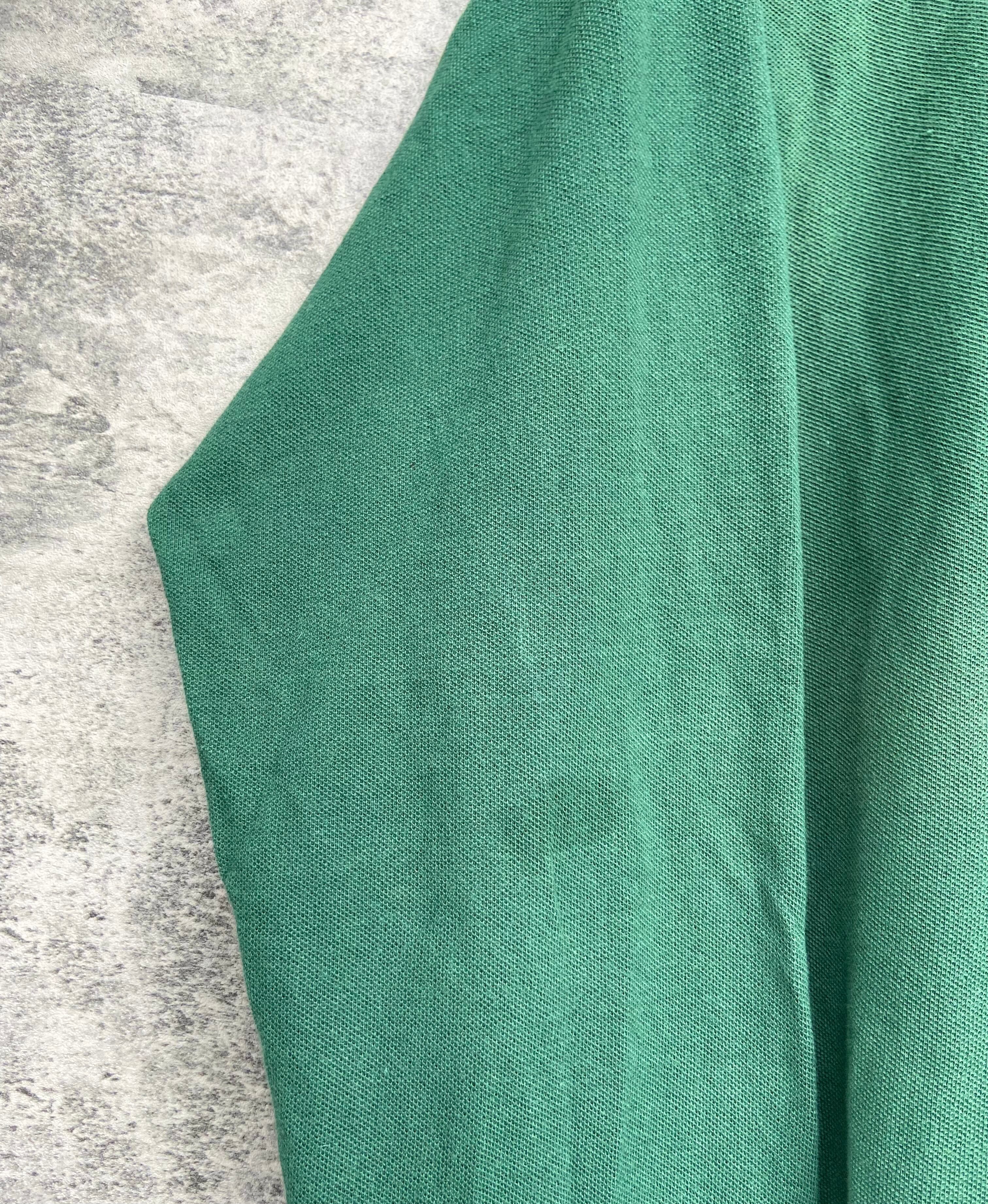USA製ラルフローレン大判チェック柄ニットジャカード刺繍ラガーシャツ L 赤緑紺