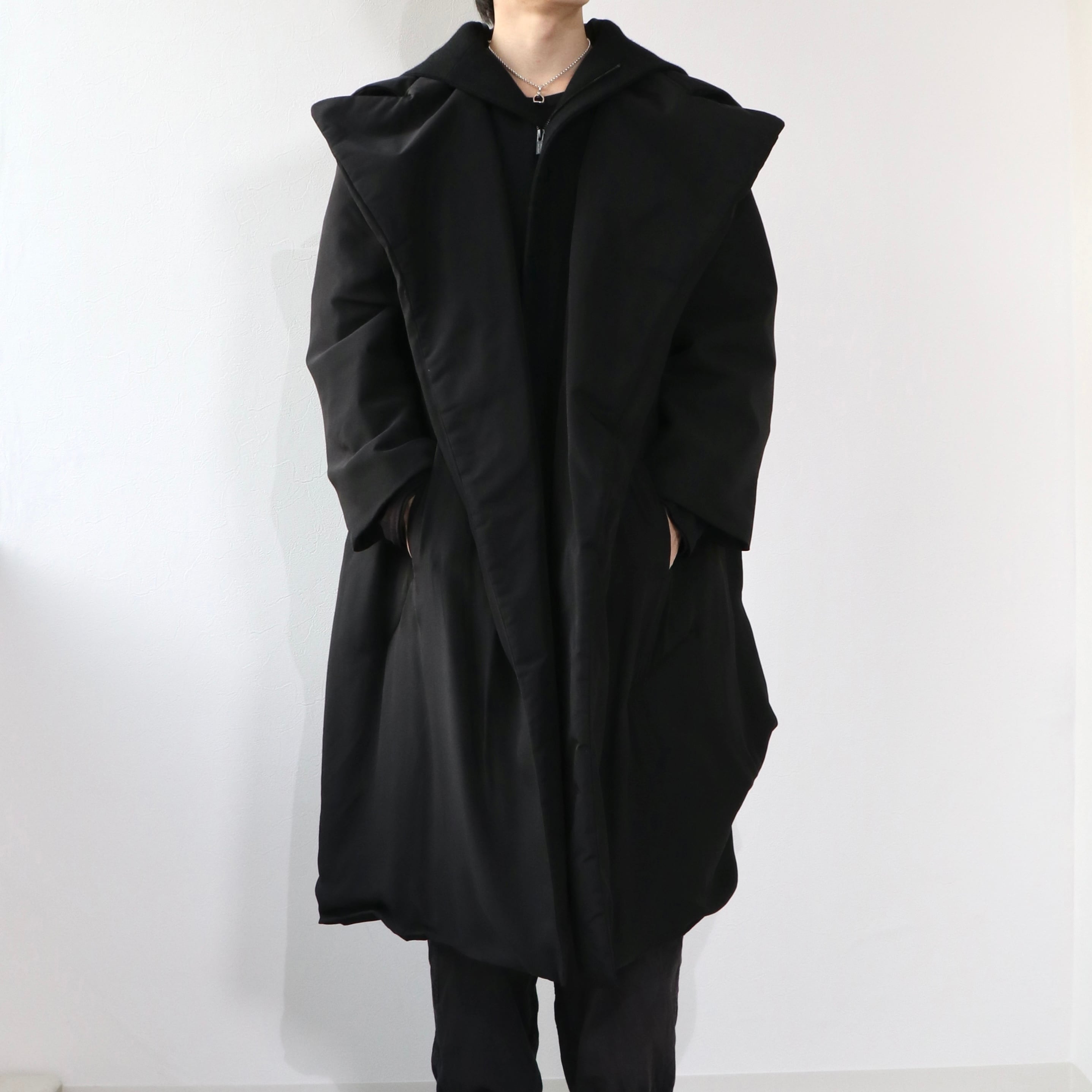 12/9掲載 Yohji Yamamoto collections コート ブラック シルク ウール ヨウジヤマモト