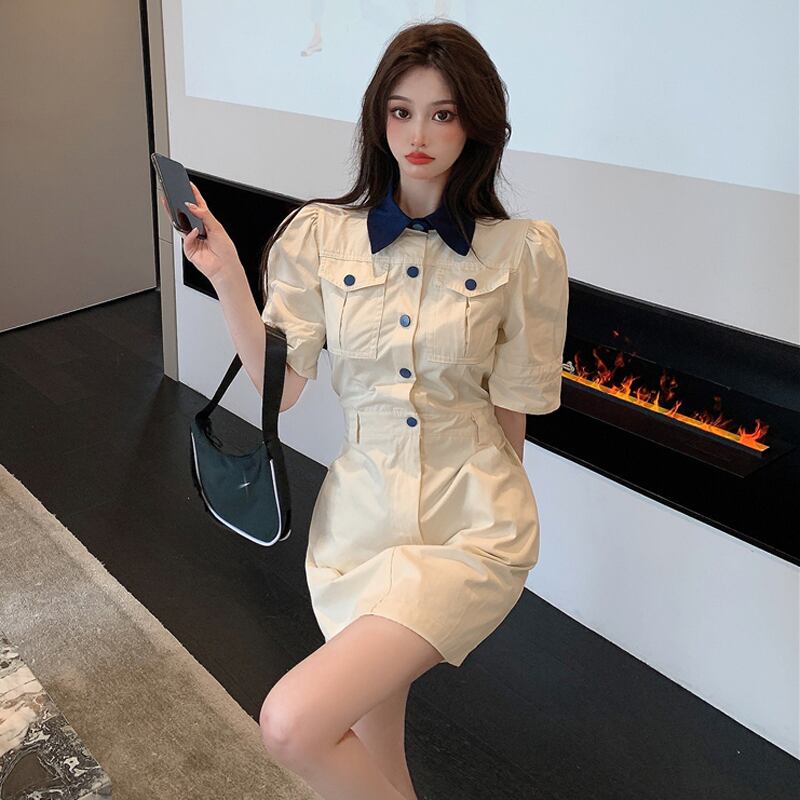 スカート サマースタイルウェストAラインドレス 夏物 ハンチェンe75405499556