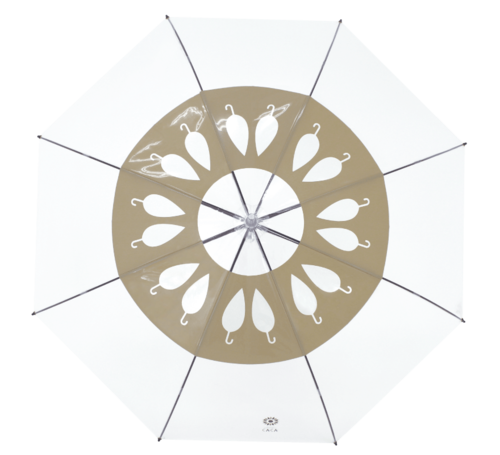 クリスタルハンドルシリーズ ビニール傘 天井におしゃれなロゴ印刷（ベージュ）