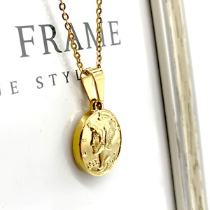 ステンレスマーキュリーダイムリバティコインネックレスゴールド