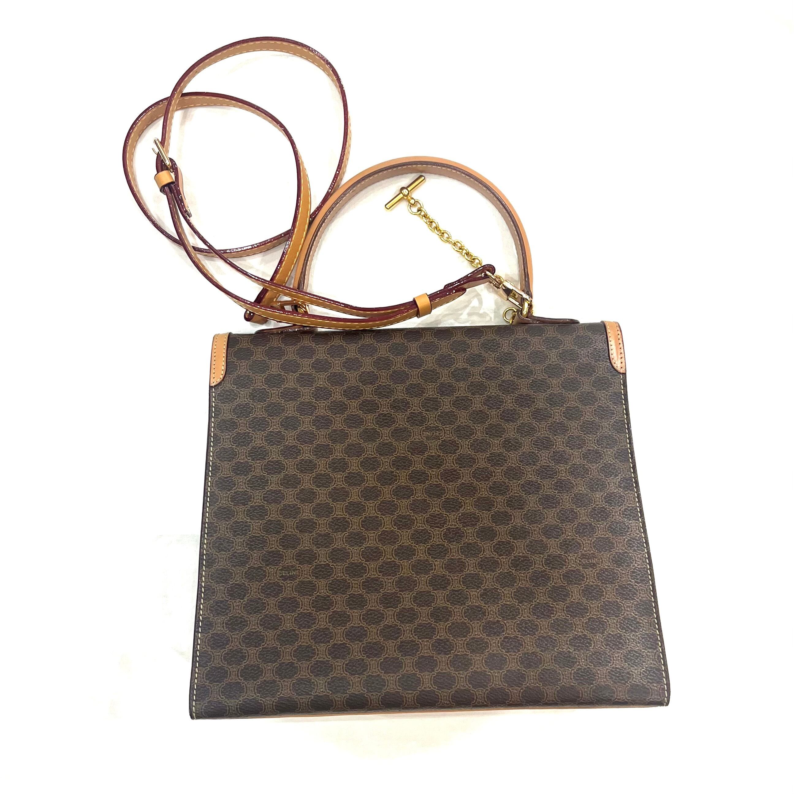 CELINE ハンドバッグ VINTAGE 【CELINE 】2034 マカダム2wayチェーン金具モチーフトリオンフ