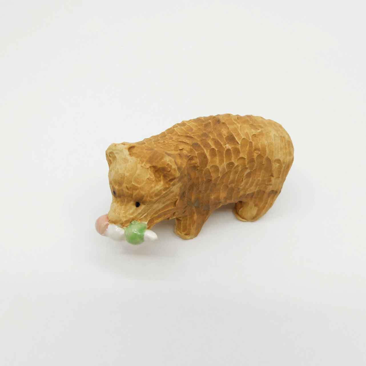 木彫り熊（３色団子）の置き物 / すずきたまみ / 陶芸作品