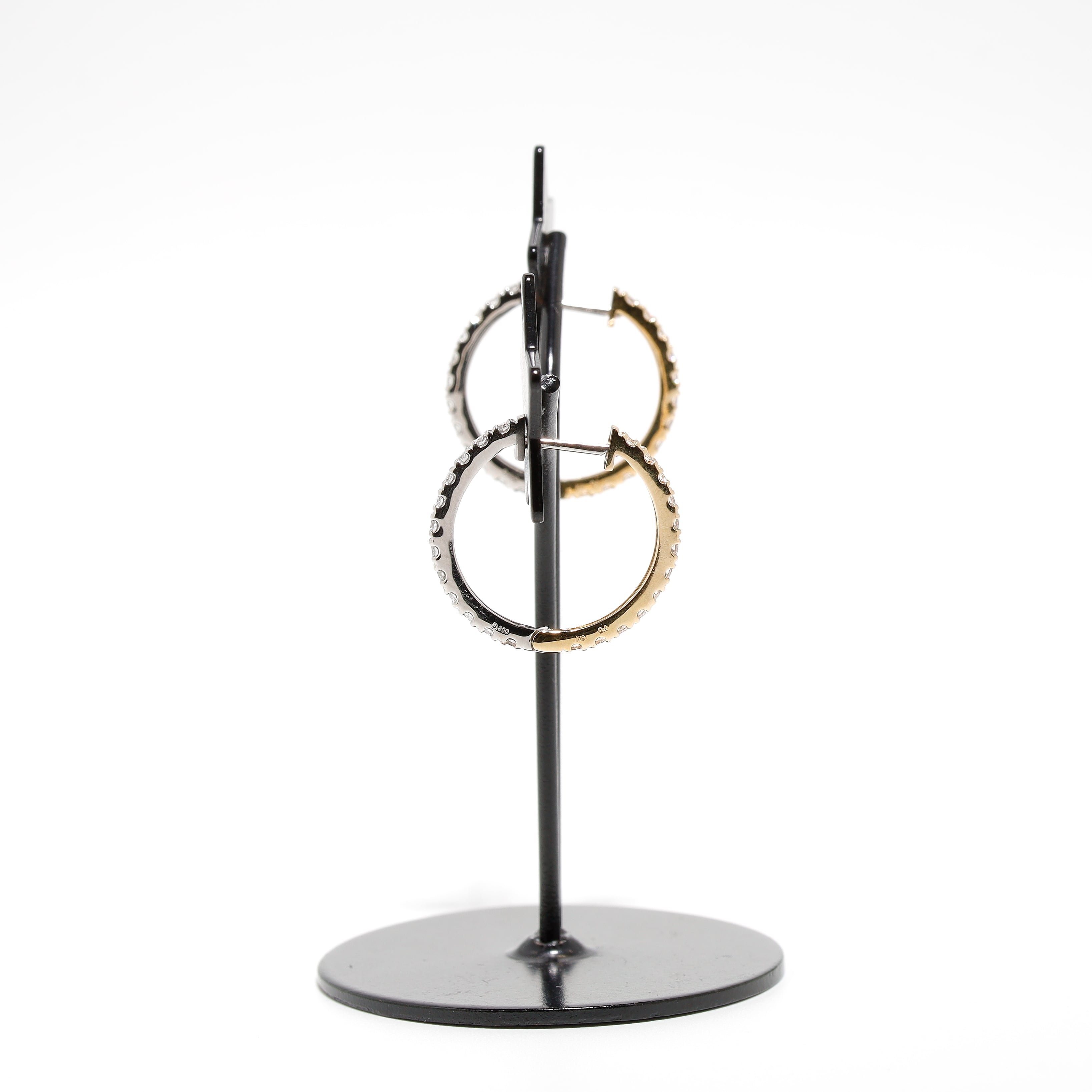 リバーシブル ダイヤモンド フープ ピアス pt900・K18 / 0.400ct×2