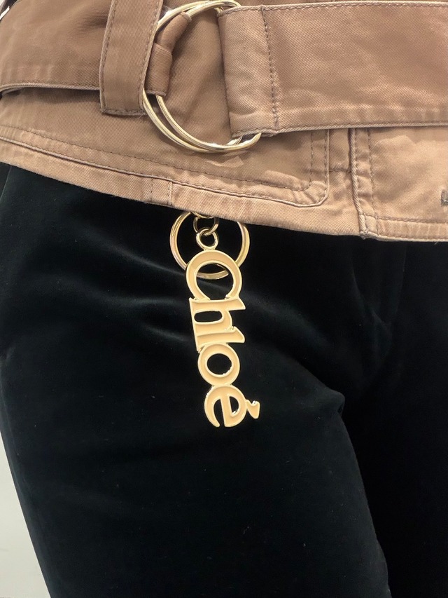 Chloe / vintage pink beige keyring.