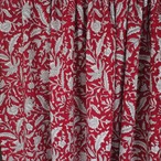 ブロックプリント生地【50cm単位】インド綿  花柄 赤×白 #59534-RD1