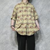 dog & bird pattern cotton shirt