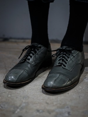 【add (C) vintage】"STACY ADAMS" Straight Tip Blucher Crocodile Design Leather Shoes