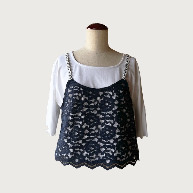 総レース デザイン キャミベスト｜ブラック｜画像14