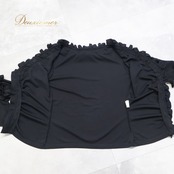 フラメンコ 衣装 トップス ブラウス ブラック系 黒 無地 フリル 伸縮 レッスン 練習 ダンス パーティ 発表会 フリフリ ステージ衣装 かわいい レディース