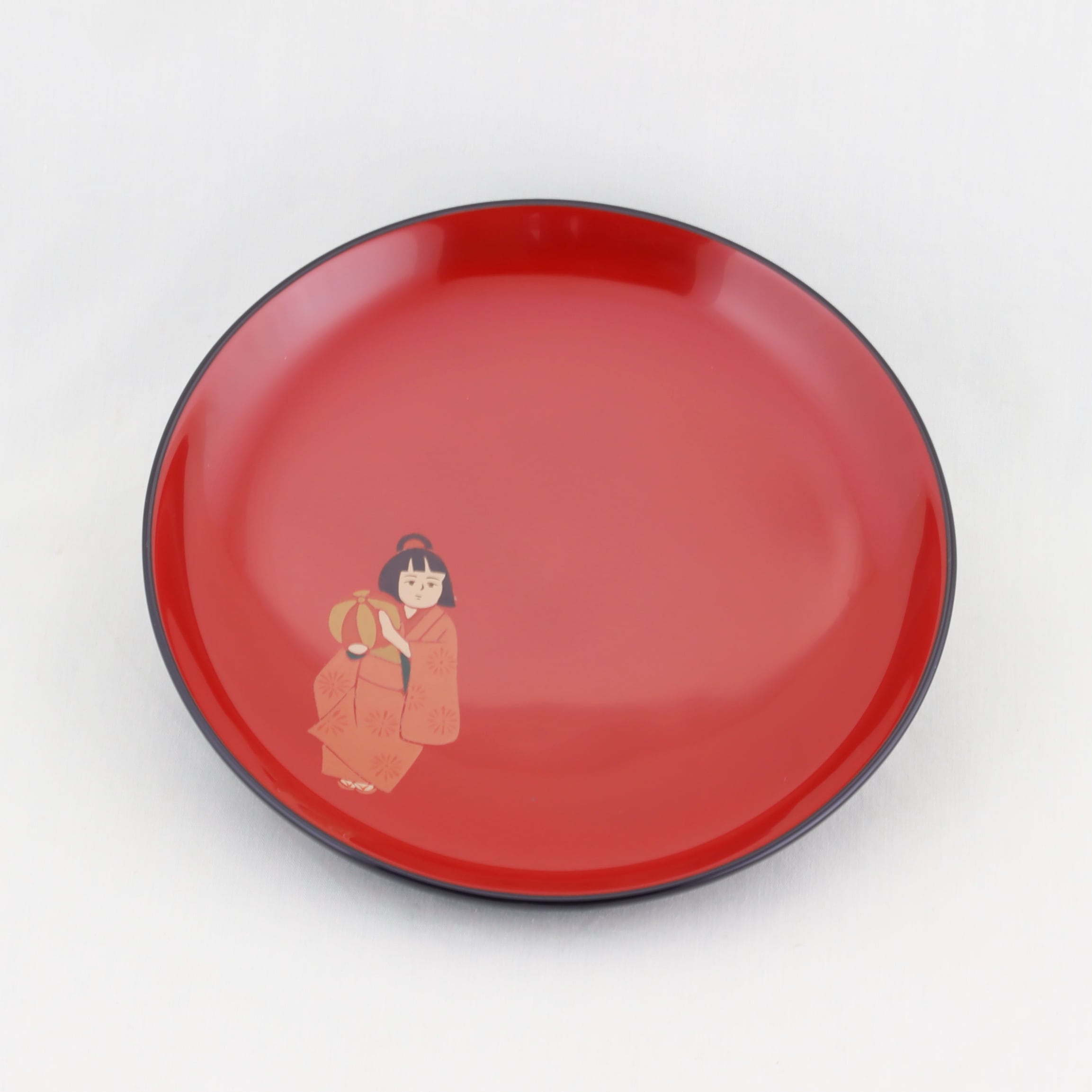 輪島塗　漆器　朱塗　豆皿　菓子皿　蔵出し　１０客 1501 輪島塗 銘々皿／丸形／黒内朱塗／童蒔絵／五枚組 | 輪島塗 加藤