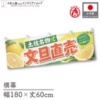 【受注生産】横幕 防炎 ポンジ 文旦直売 土佐名物 180×60cm 52495