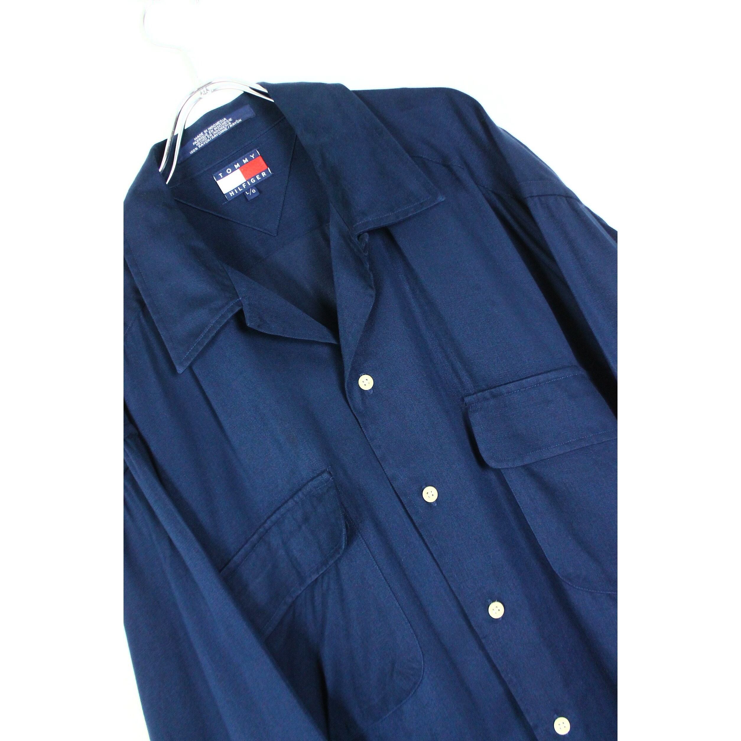 1990's TOMMY HILFIGER レーヨンオープンカラーシャツ【FF-0867】 | cv