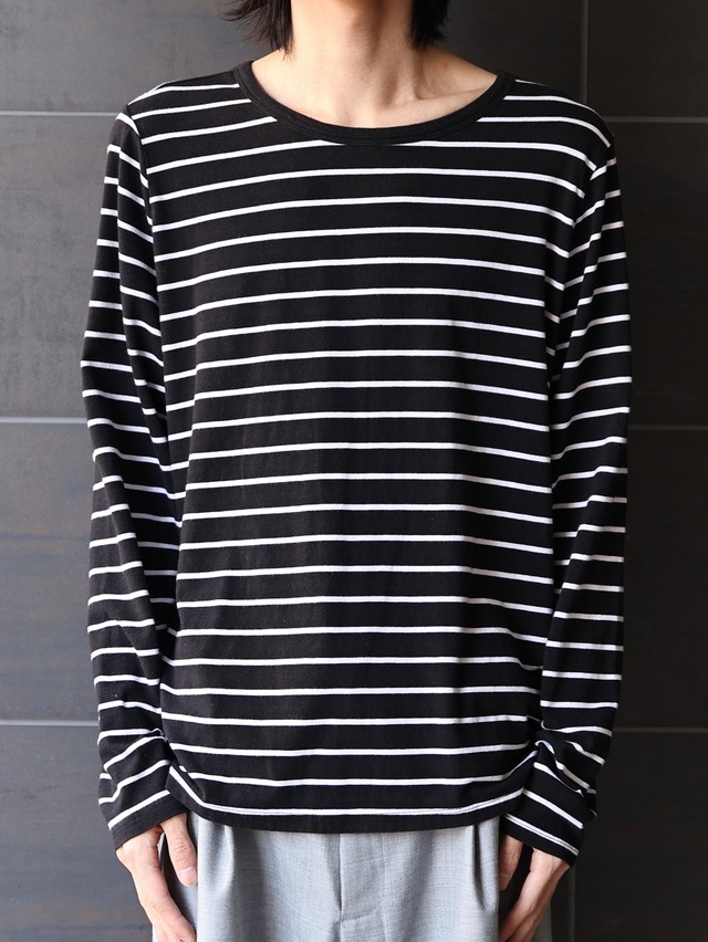 crew neck border long top