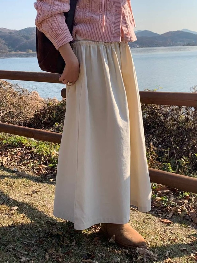 (予約) AREING / Pitch brushed long skirt 1color