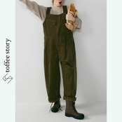 【2color】オシャレな斜め前立て♡コーデュロイオーバーオール 《P0149》