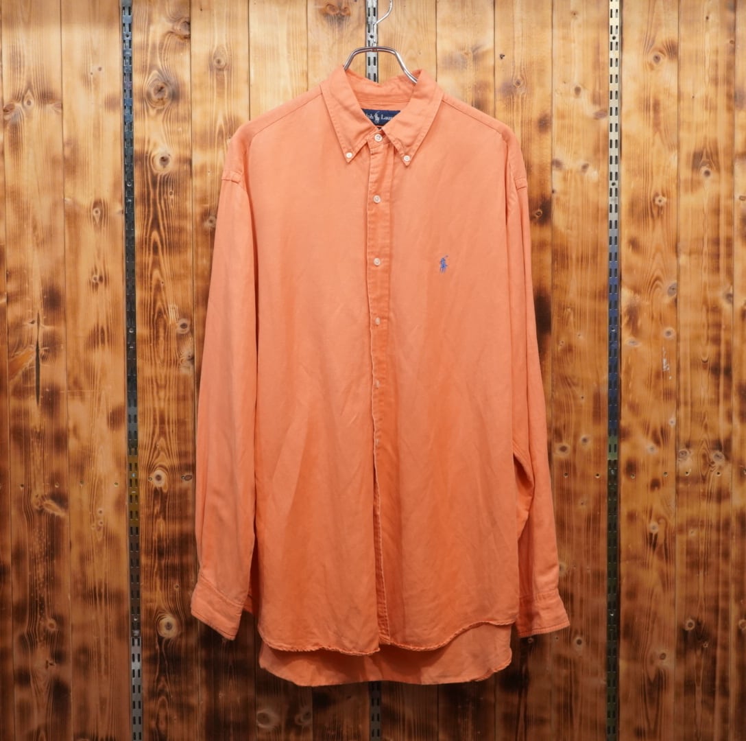ラルフローレン BLAKE シルクリネン ブラウン 長袖シャツ Sサイズ 90s ralphlauren blake シルクリネン 長袖シャツ L/ラルフローレン