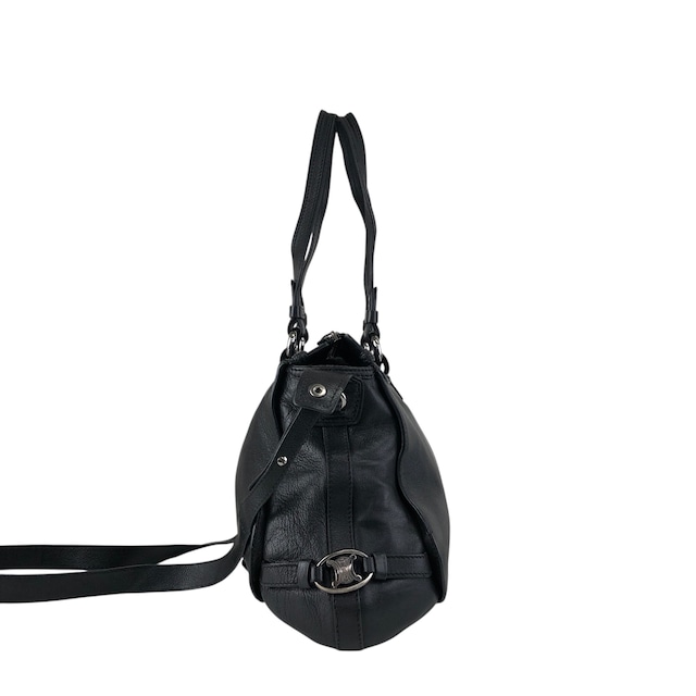 CELINE セリーヌ トリオンフ ハンドバッグ ショルダーバッグ 2way ブラック プレートロゴ レザー vintage ヴィンテージ オールド 4xt5x6