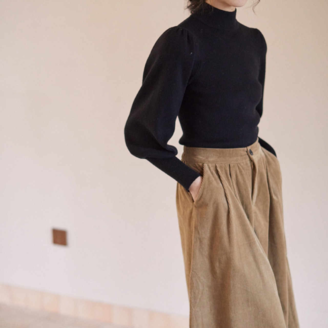ハーフタートルネックボトミングニットトップ W00944