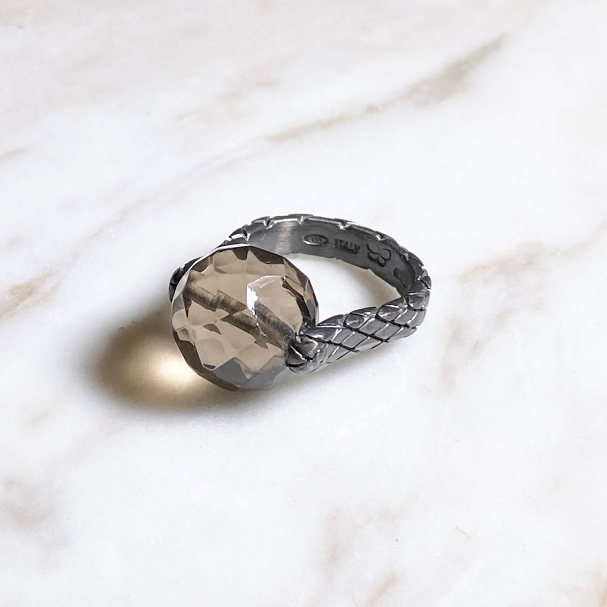 BOTTEGA VENETA silver intrecciato ball ring | NOIR ONLINE