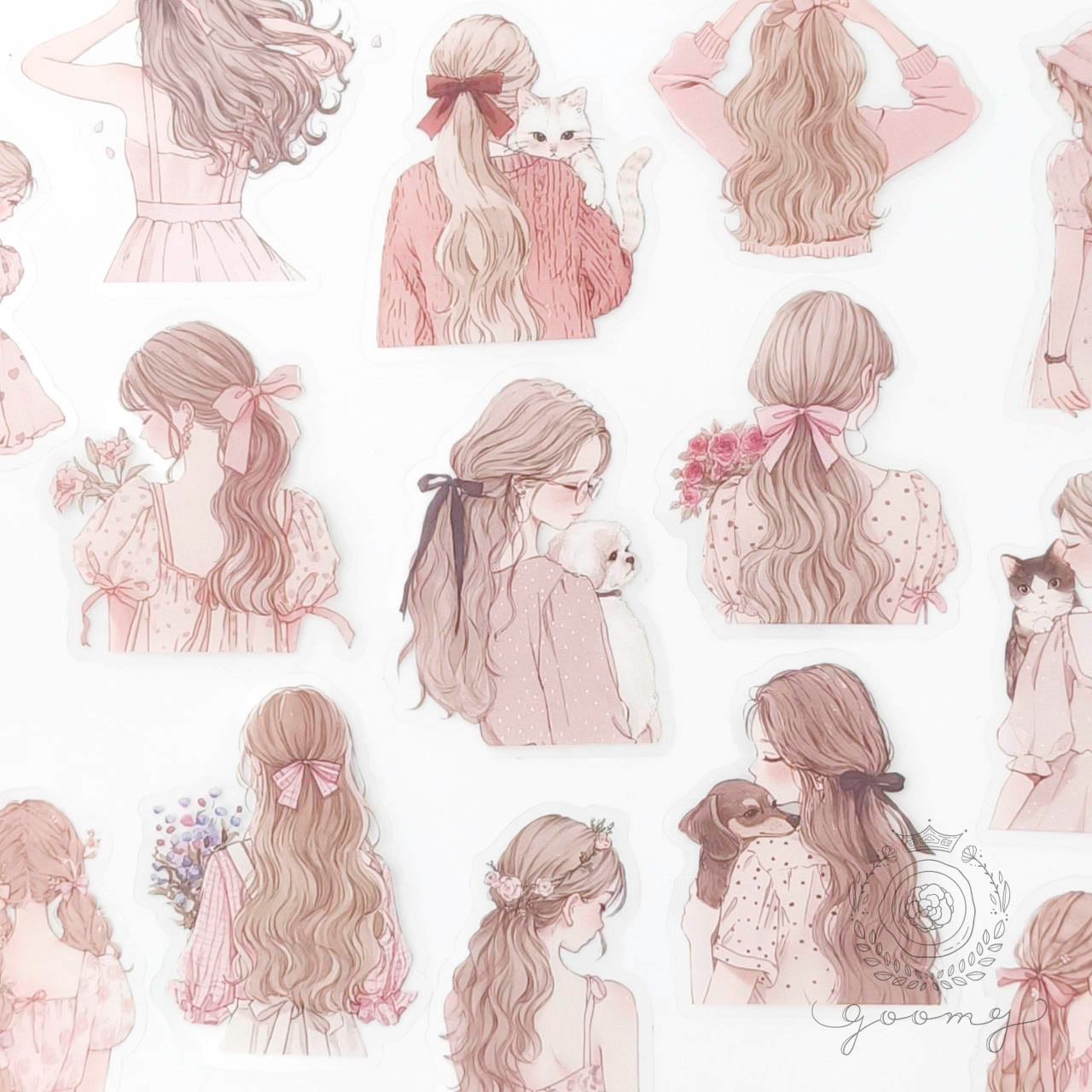 後ろ姿イラストシール 1 <S1160>